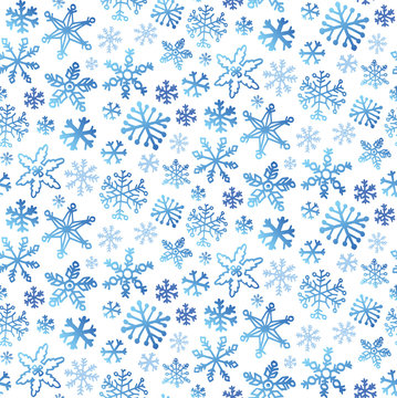 Hand drawn doodle snowflake. Winter snoflake. Winter pattern