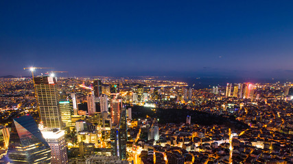 Fototapeta premium rooftop view of Istanbul cityscape and Golden horn at night