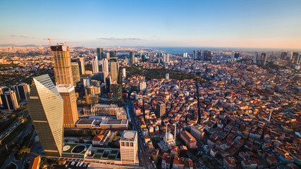 rooftop view of Istanbul business district and Golden horn