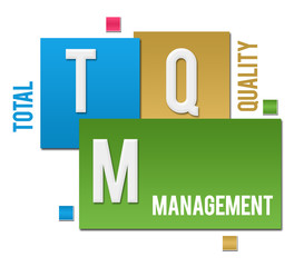 TQM - Total Quality Management Colorful Squares Text 
