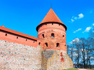 Tower of Trakai island castle museum at day time Lithuania