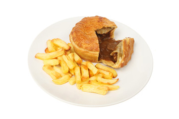 Steak pie and chips