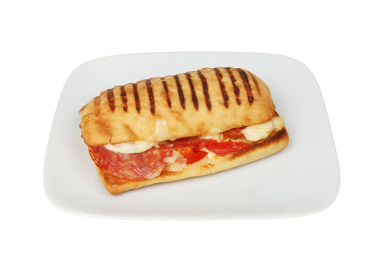 Pepperoni Panini On A Plate