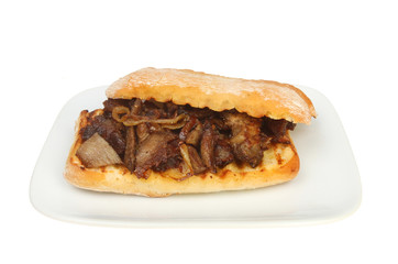 Steak and onion ciabatta