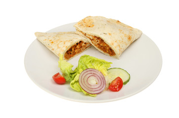 Stuffed naan and salad