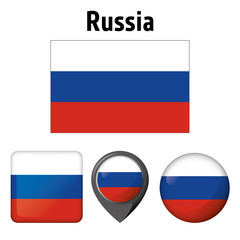 Illustration flag of Russia, and various icons. Ideal for catalogs of institutional materials and geography