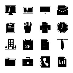 Office And Business Related Icons. Contains such Icons as Business Meeting, Workplace, Office Building  more