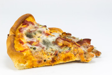 Moldy Pizza  on white background.