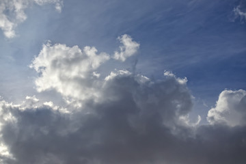 White and dark clouds in the blue sky