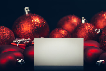 Empty card over christmas background