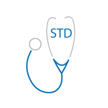 STD (Sexually Transmitted Diseases) acronym and stethoscope icon- vector illustration