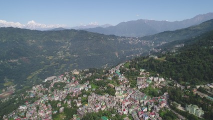 Fototapeta na wymiar Inde Sikkim Gangtok vue du ciel