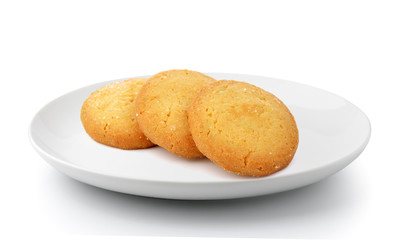 cookie in a plate isolated on a white background