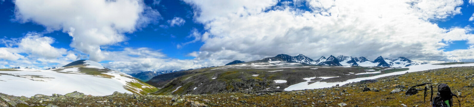 Wide-format panorama for an architectonic visualization. Northern Sweden, Sarek National Park
