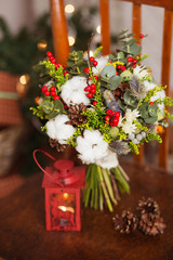 Christmas Table Setting Holiday Decorations with rustic flowers Decor New Year Celebration