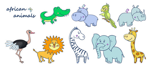 african wild animals set