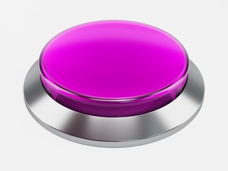 3d purple  shiny button. Round glass web icons with chrome frame on white background. 3d illustration