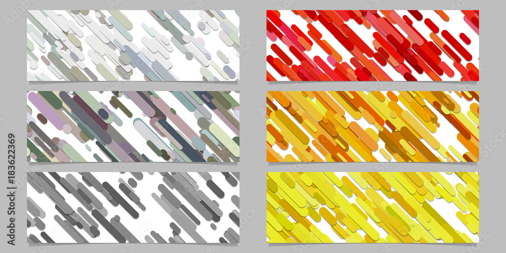 Poster modern seamless random diagonal stripe pattern banner background design set - horizontal rectangle v