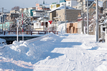 雪が積もった市街地 / 北海道 札幌市