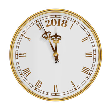 2018 Old clock with roman numbers.-Vector illustration.