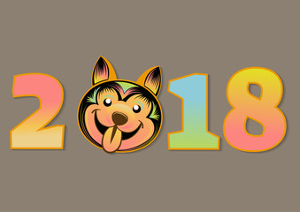 Happy chinese new year 2018 greeting background with cute dog,illustration of chinese new year dog