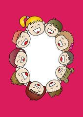 Cartoon Children in Circle