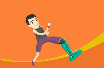 Fototapeta na wymiar Man Running Artificial Leg