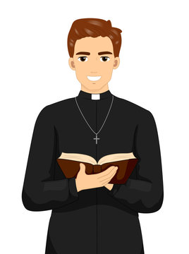 Man Priest Bible Book Illustration