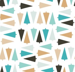 Hand drawn vector abstract fun Merry Christmas time cartoon modern unusual illustration seamless pattern with many xmas trees or pine forest isolated on white background