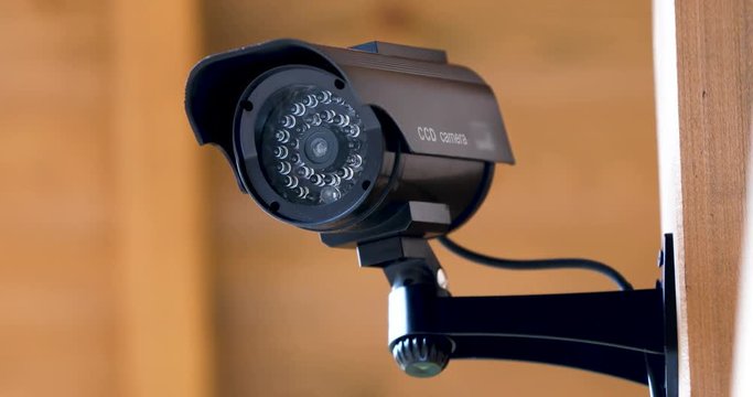 security surveillance camera recording. red light flashing