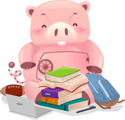 Piggy Bank Robot Mascot College Savings