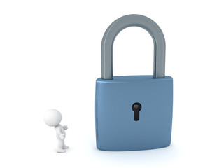 3D Character with a Large Padlock