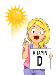 Kid Girl Vitamin Sun Illustration