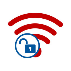 wifi open flat design. red and blue colors
