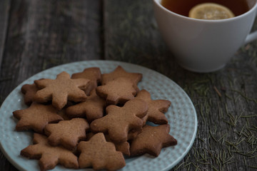 Christmas cookies and a mug of tea