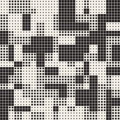 Modern Stylish Halftone Texture. Abstract Background With Random Size Squares. Vector Seamless Chaotic Squares Mosaic Pattern