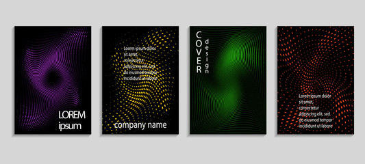 Minimalistic abstract vector halftone covers design. Future geometric template. Vector templates for placards, banners, flyers, presentations and reports