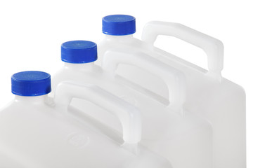 Three white plastic tanks 2.