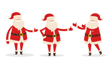 Set of Isolated Santa Clauses Showing Way. Statue