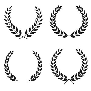Set of laurel wreaths vectors of different shapes isolated on white background
