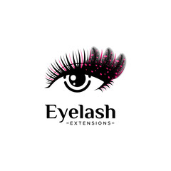 Eyelash extension logo. Makeup with feathers. Vector illustration in a modern style