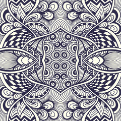 Abstract handmade Zentangle Zendoodle  seamless pattern   black on white for coloring page or adult relax coloring book or for decoration package or for wallpaper and other things