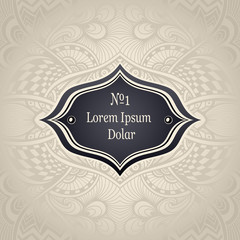 Template with abstract Zentangle Zendoodle seamless pattern   in pearl beige and black colors for decoration tea coffee perfume cosmetic clothes and other things