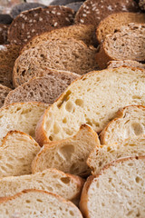 Bakery concept. Plenty of sliced bread background