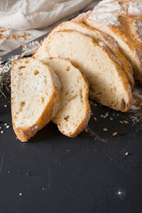 Bakery concept. Plenty of sliced bread background