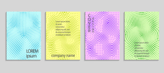 Minimalistic abstract vector halftone covers design. Future geometric template. Vector templates for placards, banners, flyers, presentations and reports