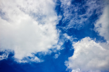 Many clouds in the blue sky background.