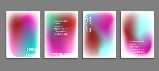 Minimal fluid colors covers set. Future geometric gradient background. Vector templates for placards, banners, flyers, presentations and reports