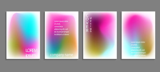 Minimal fluid colors covers set. Future geometric gradient background. Vector templates for placards, banners, flyers, presentations and reports