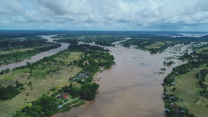 Laos Mékong 4000 îles Don Det vue du ciel